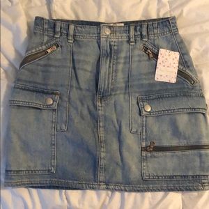 Free People Jean Cargo Skirt